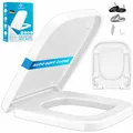 Produktbild: KESSER® WC Sitz mit Absenkautomatik Toilettendeckel Quick-Release-Funktion und Softclose - einfache Montage Klodeckel aus Duroplast Toilettensitz mit Edelstahl Befestigung E-Form