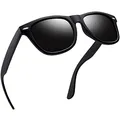 Produktbild: Joopin Polarisierte Sonnenbrille Herren Schwarz Rechteckige Retro Sonnenbrille Damen Sport und Klassische Black Sunglasses UV400 Unisex für Fahren (Voll Schwarz)