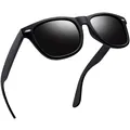Produktbild: Polarisierte Sonnenbrille Herren Schwarz Rechteckige Retro Sonnenbrille Damen...