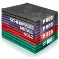Produktbild: S&R Schleifvlies-Pads – 12er Set Schleifvliesmatten, Schleiffleece für Metall, Holz, Stahl & Edelstahl, Schleif-Fleece zum Schleifen & Polieren, Körnung P180-P320-P600-P800