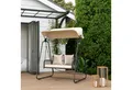 Produktbild: Outsunny Hollywoodschaukel mit verstellbar Sonnendach, Kissen, bis 240 kg belastbar, 2-Sitzer, Entspannen, Rattan-Schaukelstuhl, 1 tlg., 2 Sitzer Gartenschaukel, für Garten, Balkon, 149 x 121 x 180 cm, Khaki
