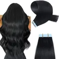 Produktbild: Tape Extensions Echthaar Jet Black 35cm 20 Stück/Packung 40g Tape in Extensio...