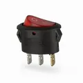Produktbild: Wippschalter ON/OFF 3-polig oval mit roter LED – 6A 250V~ – Snap-In Kippschalter schwarz/rot, 4,8 mm Anschlüsse, für Elektronik, Industrie & DIY