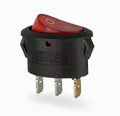 Produktbild: Wippschalter ON/OFF mit roter LED, 3-polig, oval, 6A 250V~, schwarz, Snap-In