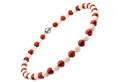 Produktbild: Schmuck Krone Collier Kette aus weißen & roten Koralle, Magnet, Silber 925