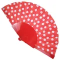Produktbild: Funny Fashion Fifties Fächer mit Punkten | Rot Weiß - Handfächer Faltfächer Vintage Kostüm Zubehör Polka Dots 50er Jahre Outfit Sommerparty Festival Sommer Karneval
