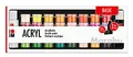 Produktbild: Marabu 1210000000208 - Großes Einsteigerset Acrylfarben Basic, 32 x 3,5 ml und 2 x 59 ml, auf Wasserbasis, wasserfest und lichtbeständig, schnelltrocknend für Keilrahmen, Papier, Pappe, Holz