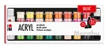 Produktbild: 1210000000208  Großes Einsteigerset Acrylfarben Basic, 32 x 3,5 ml und 2 x 59...