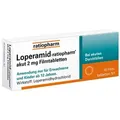 Produktbild: Loperamid-ratiopharm akut 2 mg Filmtabletten