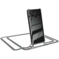 Produktbild: EAZY CASE Handykette kompatibel mit Galaxy A40 Handyhülle mit Metall Umhängeband und Ersatz Kordel schwarz, Handykordel mit Schutzhülle, Stylische Kette, Metall - Silber