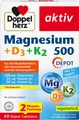 Produktbild: Doppelherz aktiv Magnesium 500 + D3 + K2 Depot-Tabletten, 60 St. Tabletten