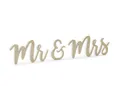 Produktbild: partydeco Deko-Schriftzug, Tischaufsteller Mr & Mrs Holzbuchstaben Deko 50x10cm weiß gold 3tlg