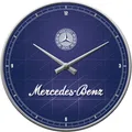 Produktbild: Mercedes Benz Nostalgie Wanduhr Glas 31 cm Wall Clock Silver & Blue