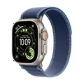Produktbild: Apple Watch Ultra 3 Titan Natur (GPS + Cellular) 49mm (Trail Armband Blau/Hellblau) S/M MEWR4QF/A