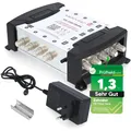 Produktbild: [ Test SEHR GUT *] ZEHNDER 5/8 Multischalter für Quattro & Quad LNB, Multiswitch für 1 Satelliten & 8 Teilnehmer (TV, Sat Receiver), HD 4K Digital Matrix Sat Verteiler, Schüssel Spiegel Antenne