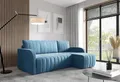 Produktbild: LIKMA Ecksofa Otto L-Form 224 cm Türkis Moderne Sofas & Couches - Velvet Sofa mit Schlaffunktion - Schlafsofa mit Bettkasten - Wohnlandschaft mit Bettzeugbehälter, Stoff: Jasmine 85