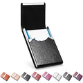 Produktbild: Visitenkartenhalter, Luxus Mikrofaser Leder Visitenkartenetui, Metall Kartenhalter Tasche, Slim Namenskartenhalter, Visitenkartenhalter Brieftasche für Damen & Herren mit Magnetverschluss (schwarz)