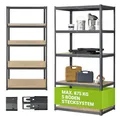 Produktbild: Juskys Schwerlastregal Basic 200x100x60cm (HxBxT) - 875 kg - 5 Böden - Lagerregal Steckregal Metall Kellerregal Regalsystem Regal - Grau