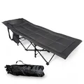 Produktbild: Pop Up Feldbett gepolstert anthrazit mit Tragetasche - 190 x 67 cm - XL Reise Campingbett klappbar Belastbarkeit bis 120 kg - Reisebett Gästebett Klappbett Liege für Camping Festival Angeln Garten