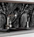 Produktbild: MyMaxxi Küchenrückwand Folie selbstklebend matt - einfache Montage ohne Bohren 0,4mm stark Versteift - Motiv Stein 05-60cm hoch - Spritzschutz Küche Klebefolie - Struktur Felsen 60 x 60cm