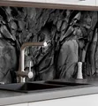 Produktbild: MyMaxxi Küchenrückwand Küchenrückwand selbstklebend schwarzer Stein Spritzschutz Folie, (Klebefolie Küchenrückwand aufgerollt B 60 cm x H 60 cm), Stein 05 B 60 cm x H 60 cm