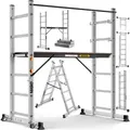 Produktbild: Baugerüst Alugerüst Gerüst Alu Leiter Arbeitsgerüst Arbeitsbühne Bis 150 Kg Belastbar Anti-rutsch Beschichtet Gerüstleiter Silber - Masko