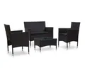 Produktbild: vidaXL Gartenlounge-Set 4-tlg. Garten-Lounge-Set mit Auflagen Poly Rattan Schwarz, (4-tlg)