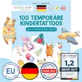 Produktbild: Papierdrachen 100 hautfreundliche Kindertattoos - Tattoos mit Dinosauriern, Monstern & Drachen - als Geburtstagsmitgebsel & Geschenkidee für Kinder - vegan & geprüft