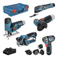 Produktbild: Bosch Professional Akku-Geräteset 5er Werkzeug-Set 12V GSR + GOP + GHO + GWS + GST + 3x GBA + GAL + XL-BOXX - 0615A0017D