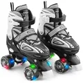 Produktbild: Apollo Rollschuhe LED Rollschuhe größenverstellbar Super Quads X-Pro, größenverstellbare Roller Skates für Mädchen und Jungen - Größen 31-42 schwarz L (39-42)