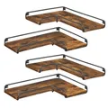 Produktbild: Lförmiges Eckregal, 4er Set, Wandregal, IndustrieDesign, für Wohnzimmer, Schl...