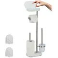 Produktbild: Wc-garnitur, Freistehend, Mit Ablage Und Rollenhalter, Edelstahl, Hbt: 69x31x16 Cm, Toilettenbutler, Weiß - Relaxdays