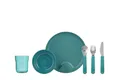 Produktbild: Mepal – Kinder Geschirrset 6-teilig Mepal Mio – Kinder Geschirr – Inklusive Kinderglas, Kinderteller, Kinderschale und Kinderbesteck – Spülmaschinengeeignet & BPA-frei – 6-teilig – Deep turquoise