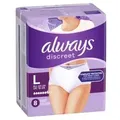 Produktbild: Always Discreet Plus Inkontinenzhöschen, 7 Tropfen 8001090959614 , 1 Monatsbox = 4 Packungen à 8 Stück, Größe L
