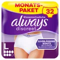 Produktbild: Always Discreet Inkontinenz-Höschen Plus, Größe L, 32 Höschen (4 Packungen x 8 Stück) Monatspaket bei Blasenschwäche