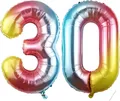 Produktbild: 30 Geburtstag Deko zahlen luftballon 30 | Folienballon Regenbogen- für 30. Ge...