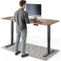 Produktbild: DESKSPACE PRO Plus Elektrisch höhenverstellbarer Schreibtisch, 180x80 cm Stehpult mit Memory-Funktion, Mahagoni Tischplatte, Schwarzes Gestell - Schwarz/Braun