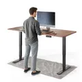 Produktbild: DESKSPACE PRO Plus Elektrisch höhenverstellbarer Schreibtisch - Ergonomischer Stehpult mit Memoryfunktion Kollisionschutz (Schwarzes Gestell, Mahagoni Tischplatte, 180 x 80 cm)