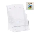 Produktbild: Relaxdays Prospekthalter A4 / DIN Lang, 3 Etagen, Acryl, Flyer Aufsteller Tisch & Wand, HBT: 33x24,5x20cm, transparent