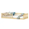 Produktbild: IDIMEX Bodenbett Gustavo mit Rausfallschutz Kiefer Massiv – Natur 90 x 200 cm Bodenbett mit Rausfallschutz Montessori-Kinderbett