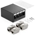 Produktbild: 4 Port Patchpanel Gehäuse + 4x RJ45 Keystone Jack Modul Panel Verteiler Aufputz