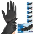 Produktbild: FRANZ MENSCH Hygostar Nitrilhandschuhe Safe Light | puderfrei, schwarz, 9/L, 24cm, 100 Stück, Einweghandschuhe, Einmalhandschuhe, in Gr. XS, S, M, L, XL & XXL verfügbar