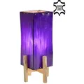 Produktbild: Marrakesch Orient & Mediterran Interior Nachttischlampe Ledertischlampe Janka Lila mit braunem Gestell, Handarbeit lila