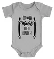Produktbild: MoonWorks® Baby Body Fliege mit Spruch lustig Mädels hier bin ich Bio-Baumwolle Jungen & Mädchen grau 3-6 Monate