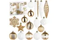 Produktbild: BRUBAKER Weihnachtsbaumkugel 50 -tlg. Premium Christbaumschmuck - Weihnachtskugel Set (50 St), Glitzer Kugeln, Schneeflocken, Eiszapfen und Tannenzapfen Baumschmuck