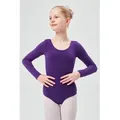 Produktbild: tanzmuster Body Ballettbody Lilly aus weichem Baumwollmischgewebe Langarm Trikot fürs Kinder Ballett lila 152/158