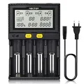 Produktbild: Universal akku Ladegerät, 18650 Baterieaufladegerät mit 4 Schacht, LCD-Display Batterien Ladegerät für Li-Ion LiFePO4 NI-MH NI-Cd AA AAA C 18350 18500 18700 20700 21700 26650 RCR123.