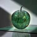 Produktbild: LED Bruch Glas Apfel 16 cm - metallic grün - Deko Frucht Tisch Leuchte Batterie