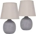 Produktbild: BRUBAKER Tischleuchte Designer Nachttischlampe - Tischlampe Grau - 1x oder 2er Set, Ohne Leuchtmittel, Deko Nachttischlampen mit Keramikfuß, Modern & Edel