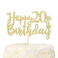 Produktbild: 20 Geburtstag Mädchen und Junge Tortendeko Sweet 20 Gold Glitzer Happy 20th B...